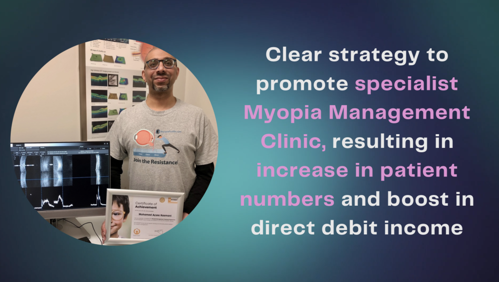Mohamed is sstood with a myopia poster