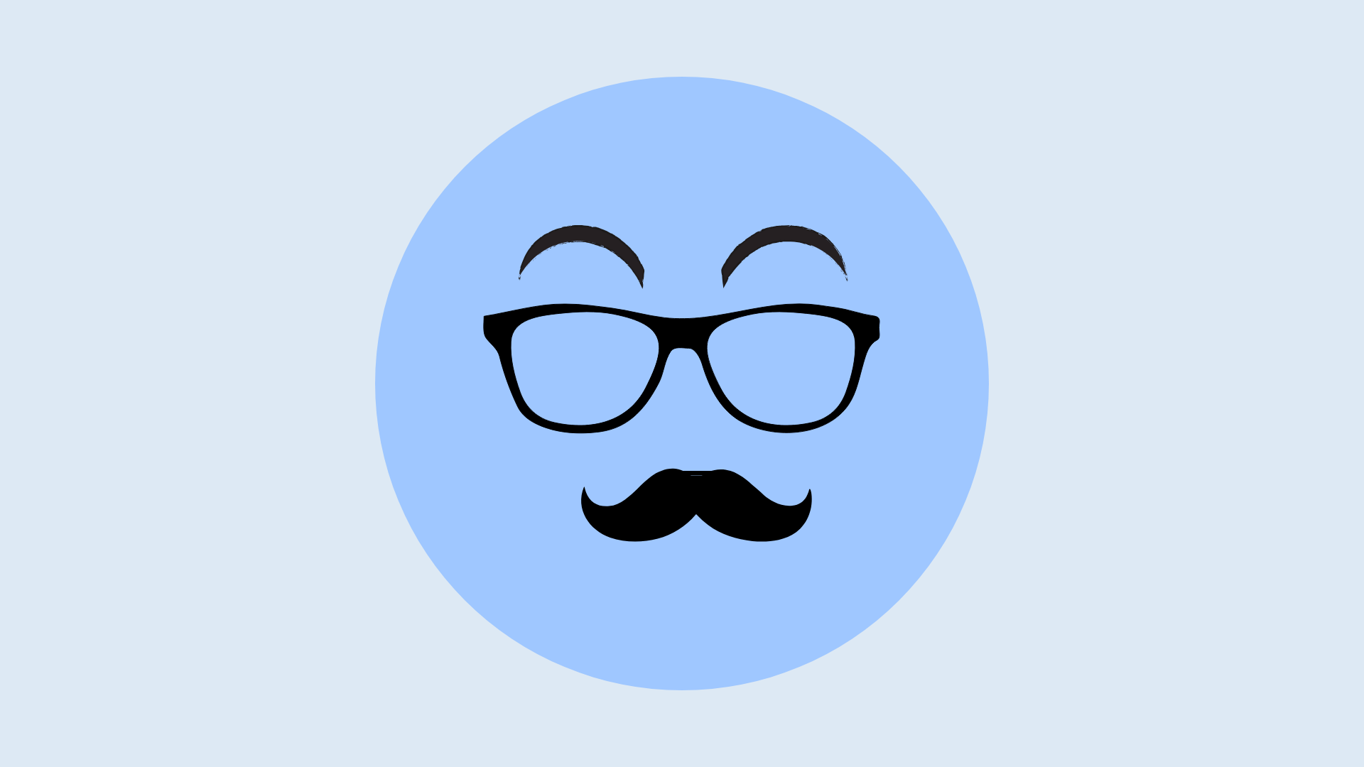 Illustrated spectacles and moustache icon inspired by the practice owner's trademark style and personal branding.